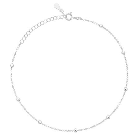 Strieborný náramok na nohu - guľky, dĺžka 22 až 26 cm | Argento.sk