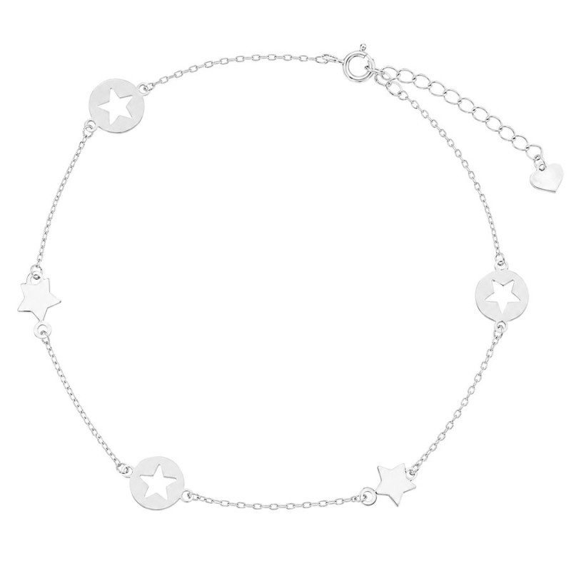 Strieborný náramok na nohu - hviezdičky, dĺžka 22 až 26 cm | Argento.sk