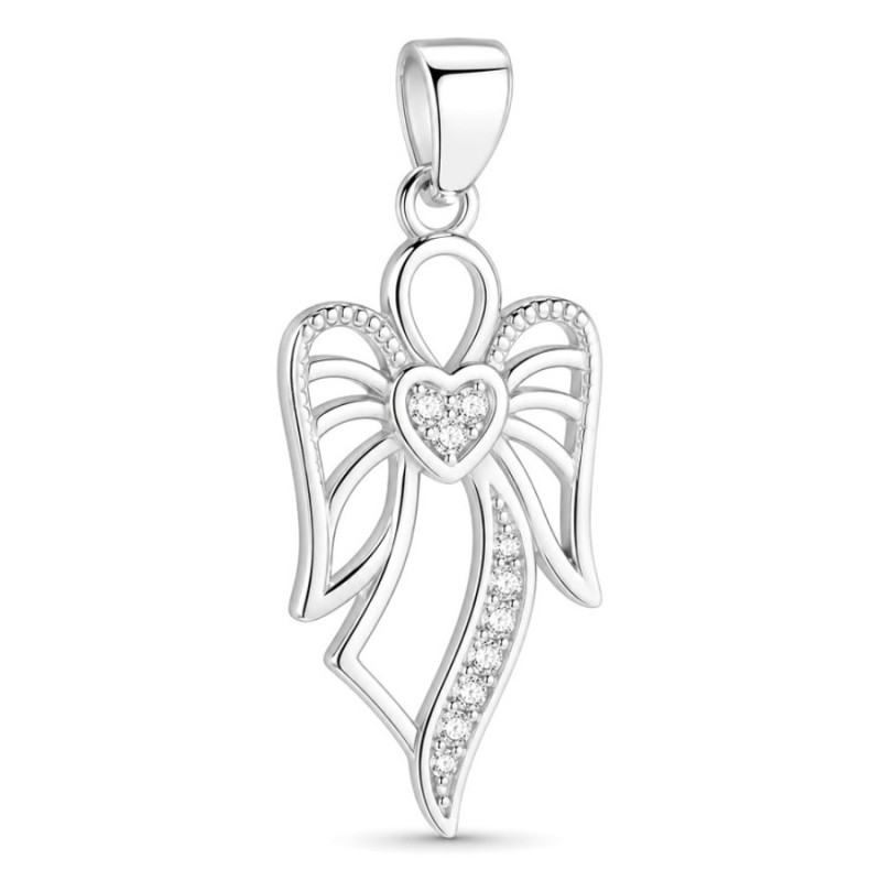 Strieborný prívesok - anjel, číre okrúhle zirkóny | Argento.sk