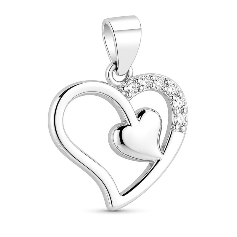 Strieborný prívesok - srdiečko, číre okrúhle zirkóny | Argento.sk