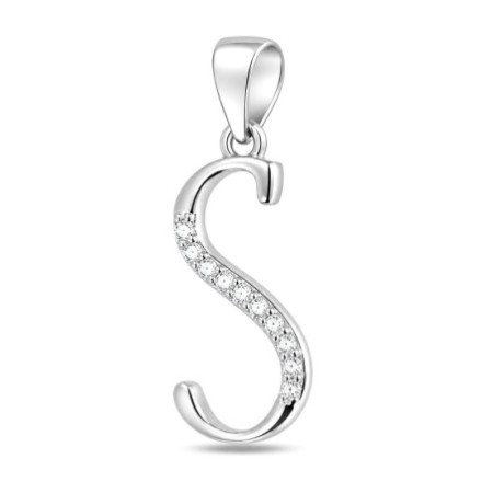 Strieborný prívesok - písmeno S, číre okrúhle zirkóny | Argento.sk