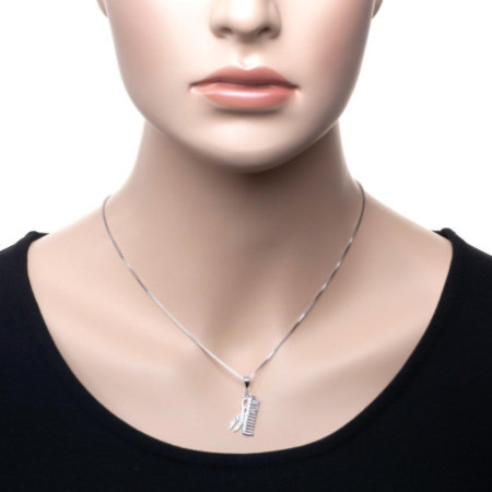 Strieborný prívesok - nožnice, hrebeň, číre okrúhle zirkóny | Argento.sk