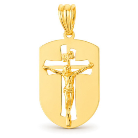 Zlatý prívesok - medailón v tvare štítu s Ježišom | Argento.sk