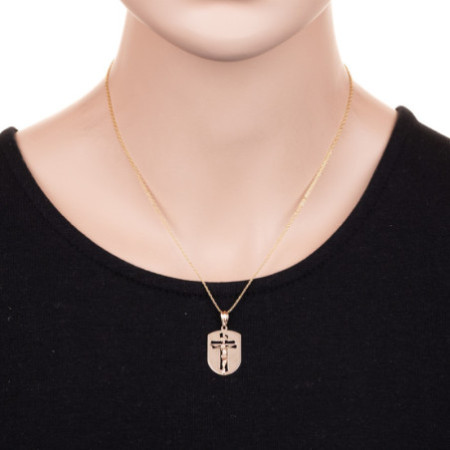 Zlatý prívesok - medailón v tvare štítu s Ježišom | Argento.sk