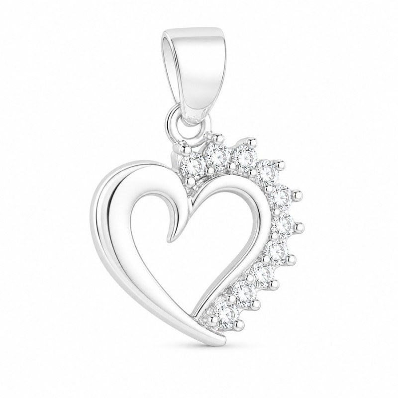 Strieborný prívesok - srdiečko, číre okrúhle zirkóny | Argento.sk