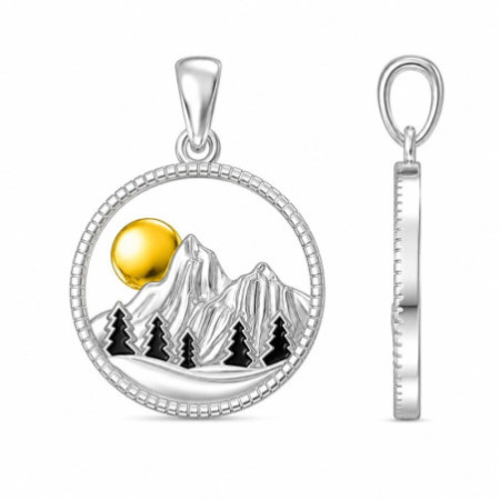 Kombinovaný strieborný prívesok - hory, čierna glazúra | Argento.sk