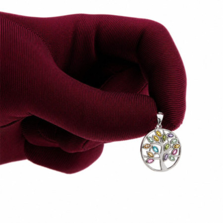 Strieborný prívesok - strom života, farebné zirkóny v tvare zrnka | Argento.sk
