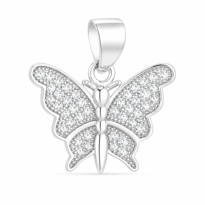 Strieborný prívesok - motýľ, číre okrúhle zirkóny | Argento.sk
