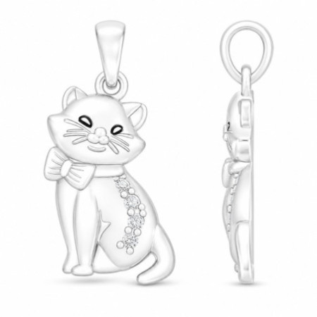 Strieborný prívesok - mačka, číre okrúhle zirkóny | Argento.sk
