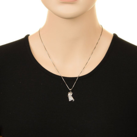 Strieborný prívesok - mačka, číre okrúhle zirkóny | Argento.sk