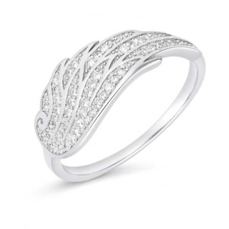Strieborný prsteň - anjelské krídlo, číre okrúhle zirkóny | Argento.sk