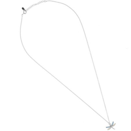 Strieborný náhrdelník - vážka, farebné okrúhle zirkóny, dĺžka 43 až 46 cm | Argento.sk