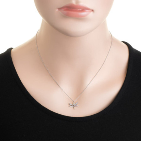 Strieborný náhrdelník - vážka, farebné okrúhle zirkóny, dĺžka 43 až 46 cm | Argento.sk