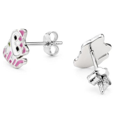 Strieborné náušnice - mačka, farebná glazúra | Argento.sk