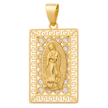 Zlatý prívesok - Guadalupská Panna Mária, číre okrúhle zirkóny | Argento.sk