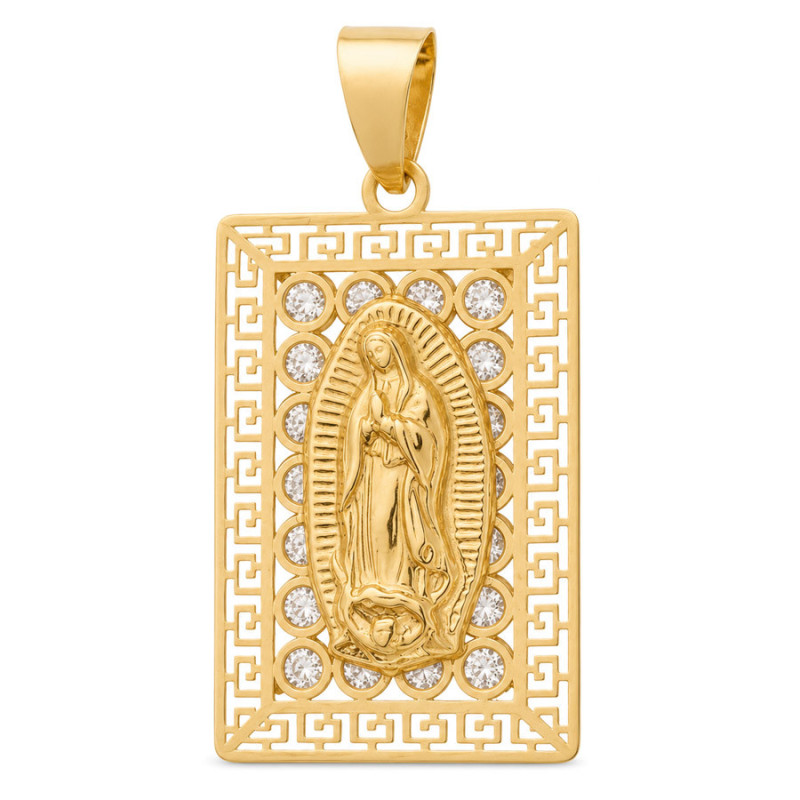 Zlatý prívesok - Guadalupská Panna Mária, číre okrúhle zirkóny | Argento.sk