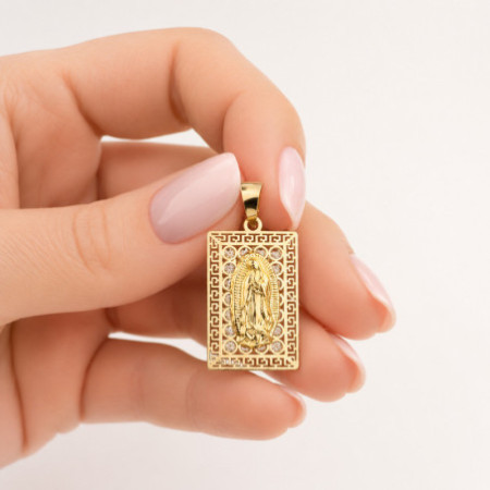 Zlatý prívesok - Guadalupská Panna Mária, číre okrúhle zirkóny | Argento.sk