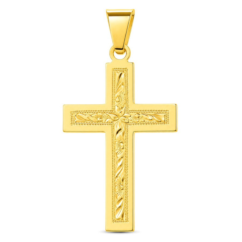 Pozlátený strieborný prívesok - krížik, s ručným gravírom | Argento.sk