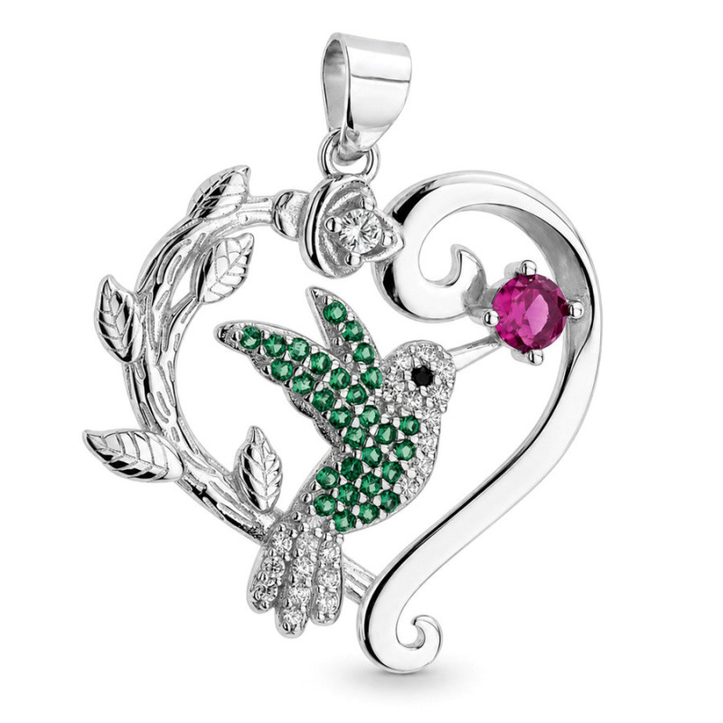 Strieborný prívesok - kolibrík, farebné okrúhle zirkóny | Argento.sk