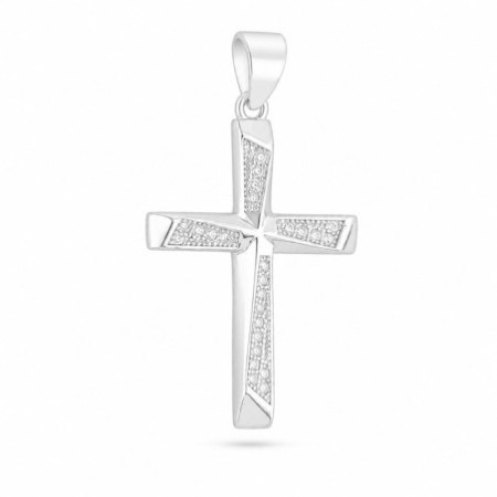 Strieborný prívesok - krížik, číre okrúhle zirkóny | Argento.sk