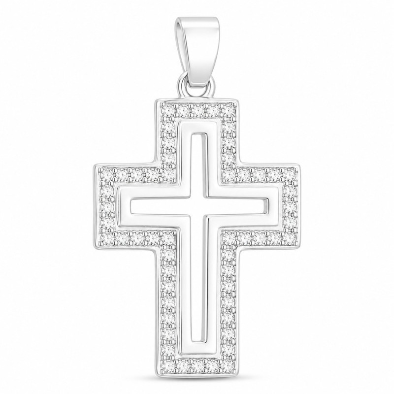 Strieborný prívesok - krížik, číre okrúhle zirkóny | Argento.sk