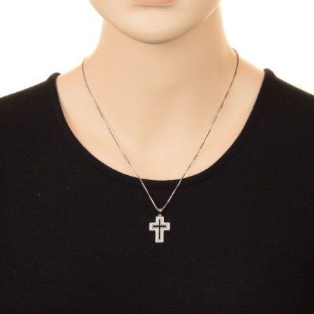 Strieborný prívesok - krížik, číre okrúhle zirkóny | Argento.sk