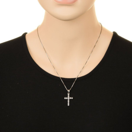 Strieborný prívesok - krížik, číre okrúhle zirkóny | Argento.sk