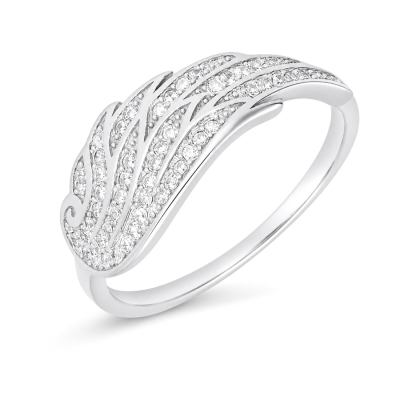 Strieborný prsteň - anjelské krídlo, číre okrúhle zirkóny | Argento.sk