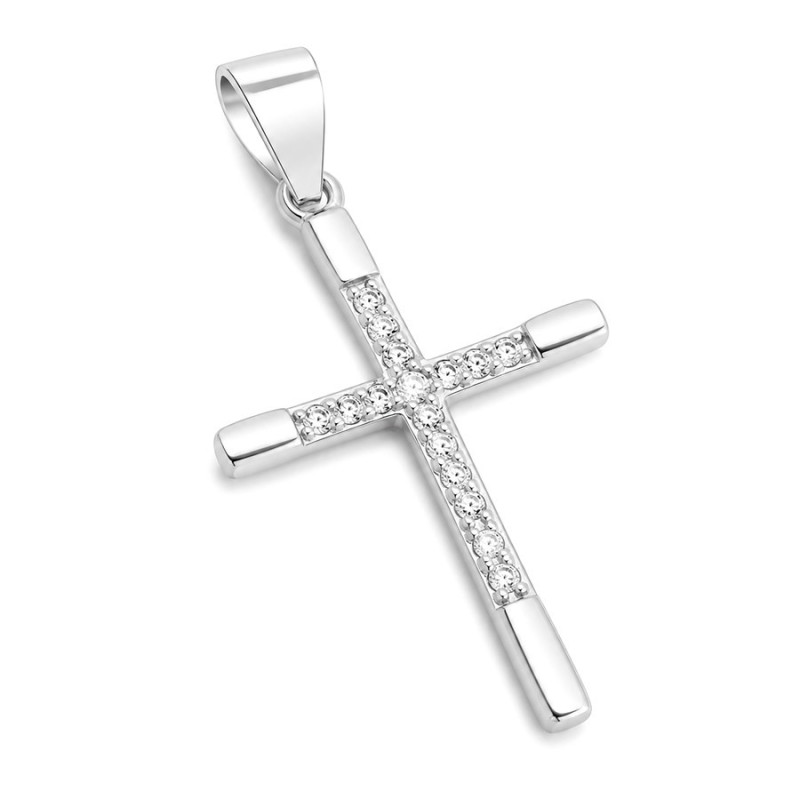 Strieborný prívesok - krížik, číre okrúhle zirkóny | Argento.sk