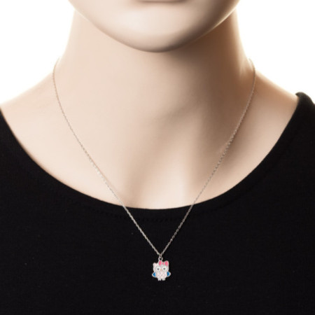 Strieborný náhrdelník - sova, farebná glazúra, dĺžka 43 až 46 cm | Argento.sk