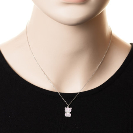 Strieborný náhrdelník - mačka, farebná glazúra, dĺžka 43 až 46 cm | Argento.sk