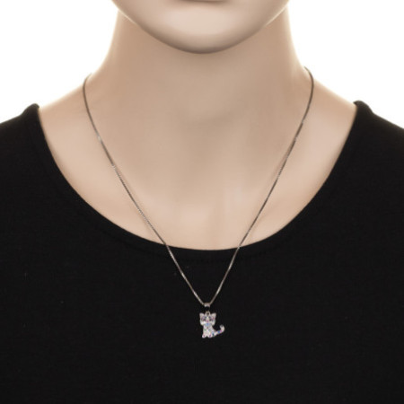 Strieborný prívesok - mačka, farebné okrúhle zirkóny | Argento.sk