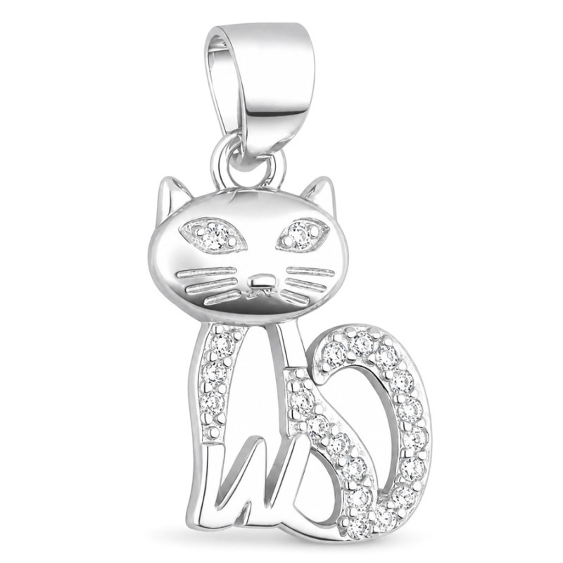 Strieborný prívesok - mačka, číre okrúhle zirkóny | Argento.sk