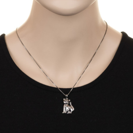 Strieborný prívesok - mačka, čierne okrúhle zirkóny | Argento.sk