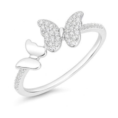 Strieborný prsteň - motýľ, číre okrúhle zirkóny | Argento.sk