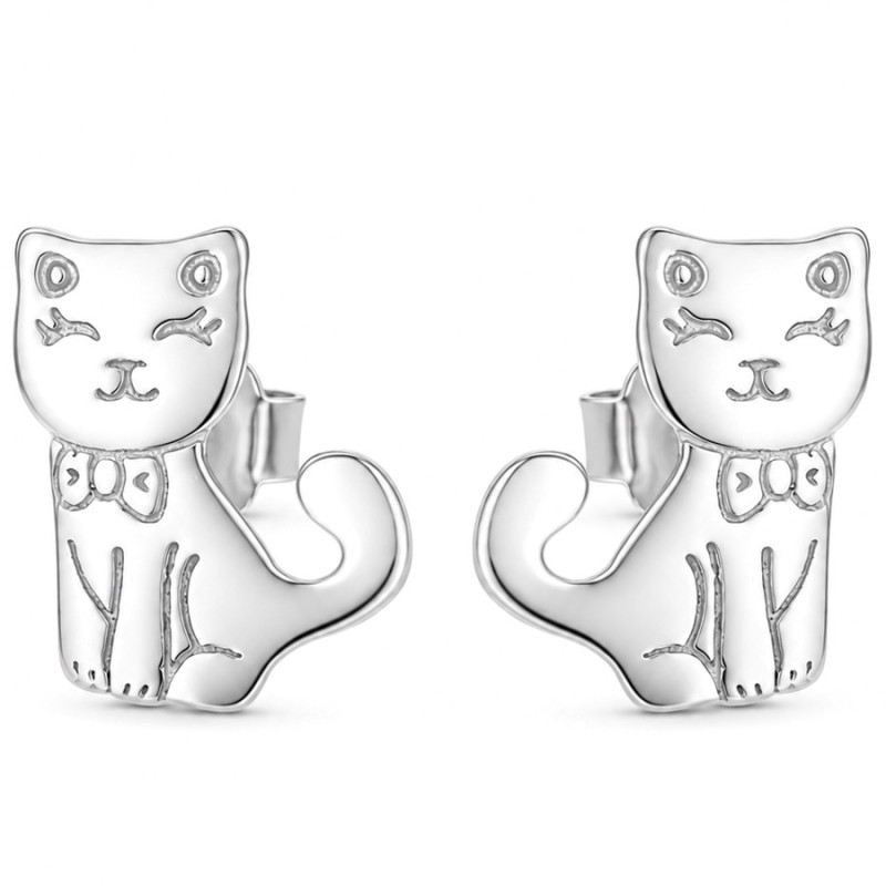 Strieborné náušnice - mačka | Argento.sk