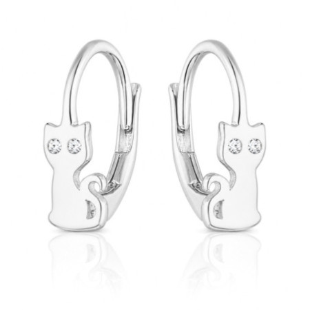 Strieborné náušnice - mačka, číre okrúhle zirkóny | Argento.sk