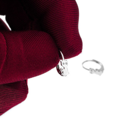 Strieborné náušnice - mačka, číre okrúhle zirkóny | Argento.sk