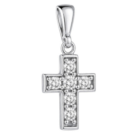 Strieborný prívesok - krížik, číre okrúhle zirkóny | Argento.sk