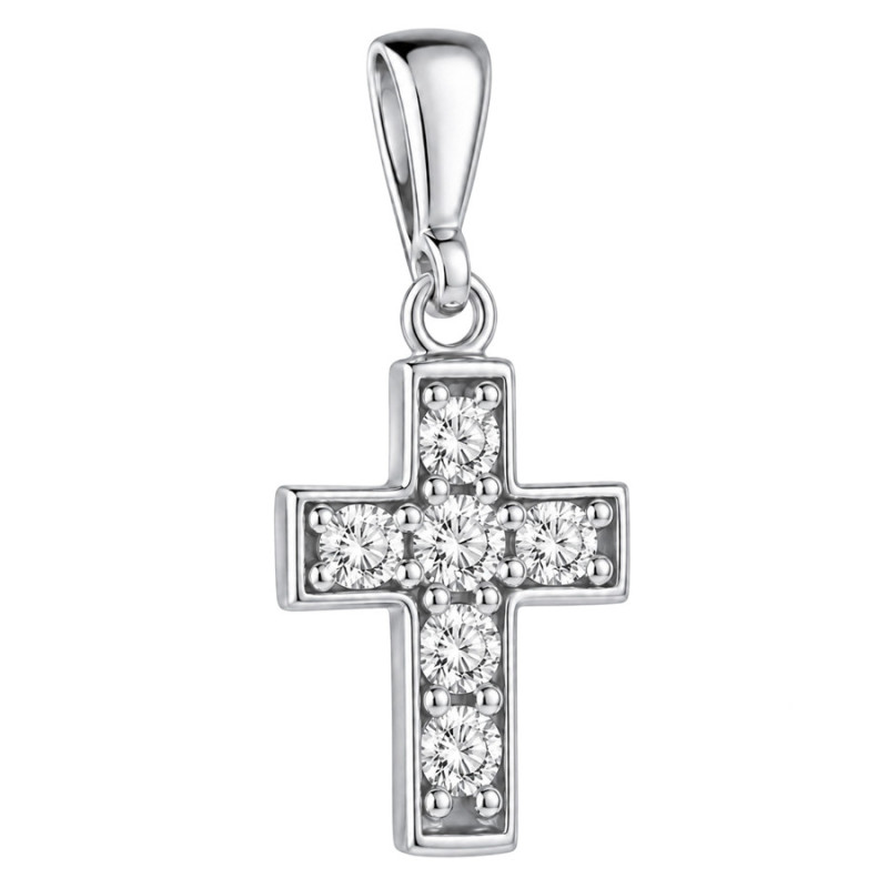 Strieborný prívesok - krížik, číre okrúhle zirkóny | Argento.sk