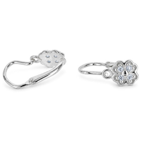 Strieborné náušnice - štvorlístok, číre okrúhle zirkóny | Argento.sk