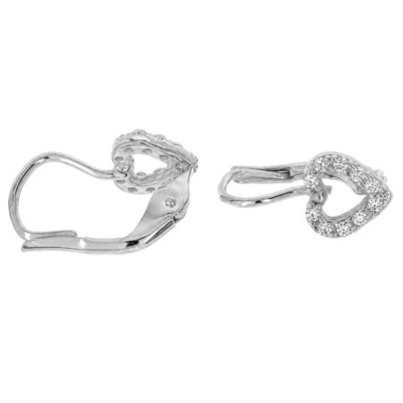 Strieborné náušnice - srdiečka, číre okrúhle zirkóny | Argento.sk