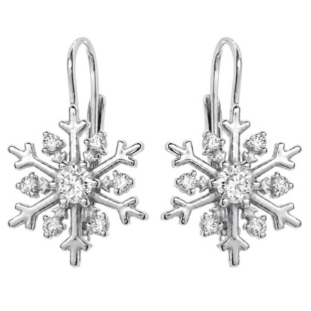 Strieborné náušnice - snehová vločka, číre okrúhle zirkóny | Argento.sk