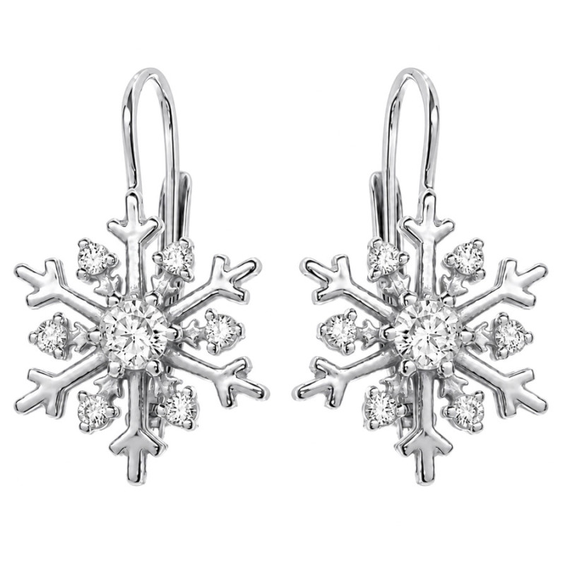 Strieborné náušnice - snehová vločka, číre okrúhle zirkóny | Argento.sk