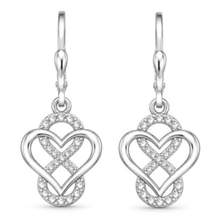 Strieborné náušnice - srdiečka, nekonečno, číre okrúhle zirkóny | Argento.sk