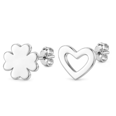 Strieborné náušnice - štvorlístok, srdiečka | Argento.sk