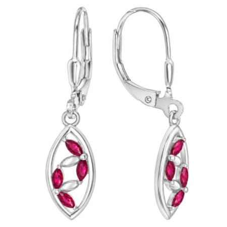 Strieborné náušnice - tmavoružové zirkóny v tvare zrnka | Argento.sk
