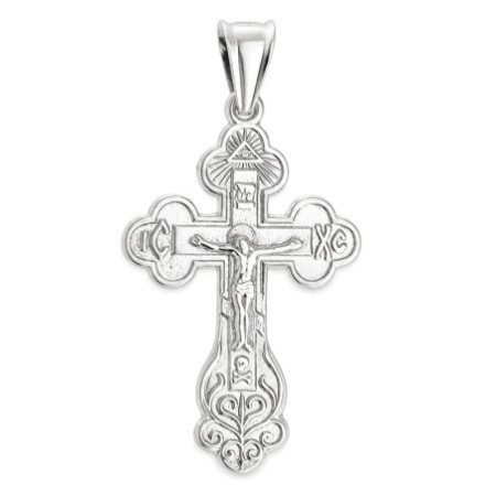 Strieborný prívesok - pravoslávny krížik s Kristom, Božie oko, lebka | Argento.sk