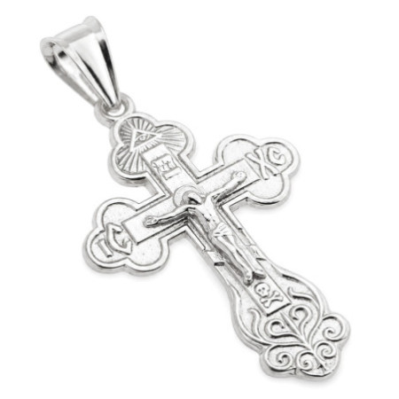 Strieborný prívesok - pravoslávny krížik s Kristom, Božie oko, lebka | Argento.sk
