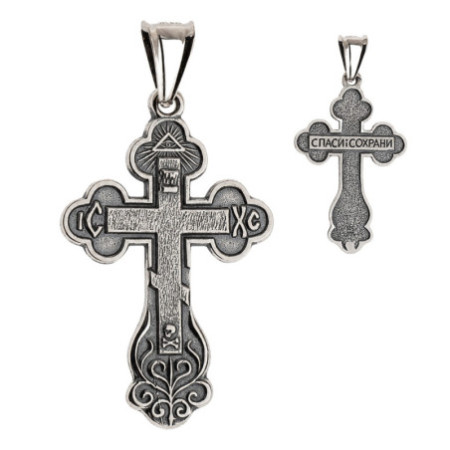 Strieborný prívesok - pravoslávny krížik, čiernený | Argento.sk